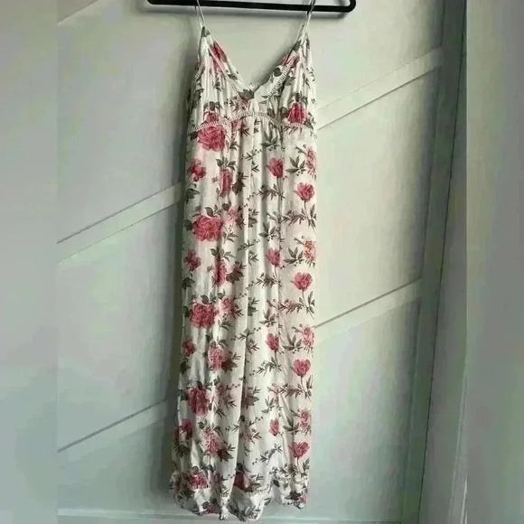 American Eagle White Pink floral jump Suit Romper Wide legged Boho size 2 - Picture 5 of 12